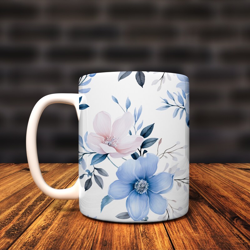 Blue and Pink flower 15-oz. mug
